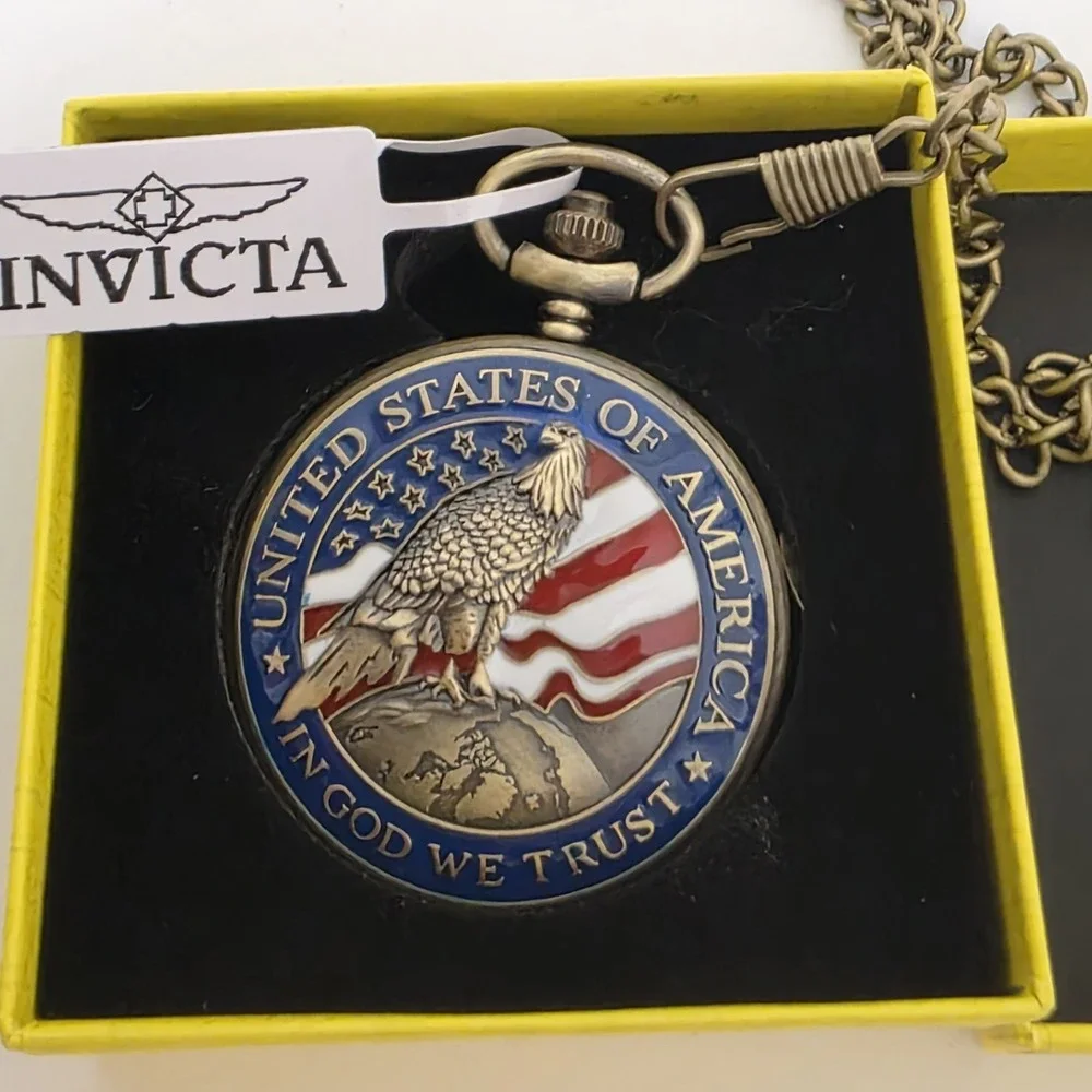 NEW Invicta Vintage Americana Pocket Watch - 47mm, Bronze #0832‎